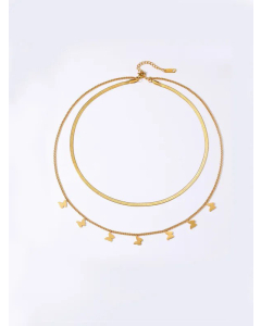 Wholesale Casual Beach Modern Style Butterfly Stainless Steel 18K Gold Plated Layered Necklaces
