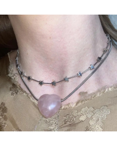 Wholesale Detachable Star Choke Chain Heart Shape Natural Stone Stainless Steel Layered Necklace CA07831496