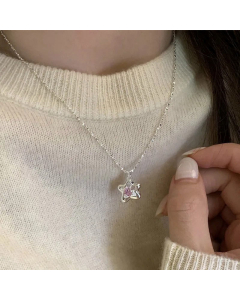 Wholesale Modern Style Star Titanium Steel Zircon Pendant Necklace