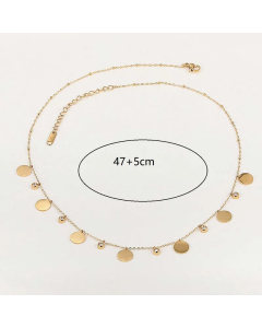18K Gold Plated Classic Style Disc Stainless Steel Necklace CA07831499
