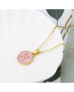 Wholesale Daily Style Letter H Titanium Steel Pink Shell Pendant Necklace CA07831503