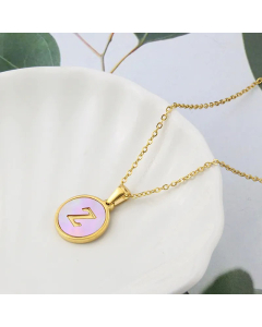 Wholesale Daily Style Letter Z Titanium Steel Pink Shell Pendant Necklace CA07831503