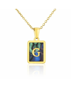 Wholesale Minimalism Letter G Square Pendent Titanium Steel Shell Necklace CA07831504