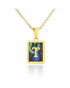 Wholesale Minimalism Letter T Square Pendent Titanium Steel Shell Necklace CA07831504