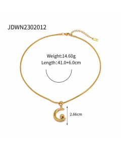 Wholesale Elegant Simple Style Moon Stainless Steel 18K Gold Plated Pendant Necklace