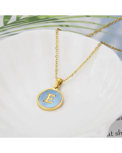 Wholesale Minimalism Round With Letter E Titanium Steel Shell Pendant Necklace CA07831510