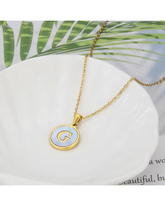 Wholesale Minimalism Round With Letter G Titanium Steel Shell Pendant Necklace CA07831510