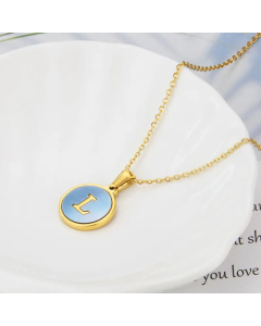 Wholesale Minimalism Round With Letter L Titanium Steel Shell Pendant Necklace CA07831510