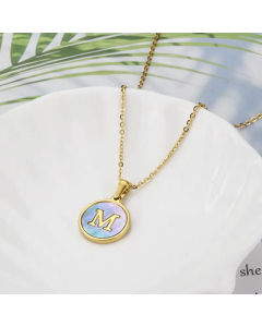 Wholesale Minimalism Round With Letter M Titanium Steel Shell Pendant Necklace CA07831510