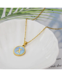 Wholesale Minimalism Round With Letter X Titanium Steel Shell Pendant Necklace CA07831510