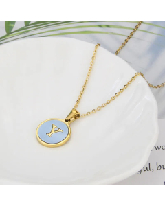 Wholesale Minimalism Round With Letter Y Titanium Steel Shell Pendant Necklace CA07831510