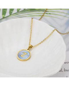 Wholesale Minimalism Round With Letter Z Titanium Steel Shell Pendant Necklace CA07831510
