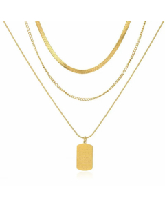 Wholesale Simple Style Rectangle Stainless Steel Layered Necklaces