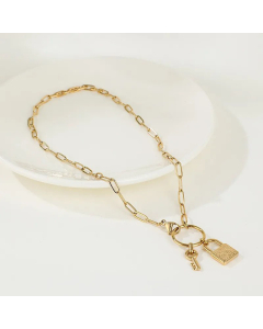 Wholesale Casual Key Lock Pendent Non-Fading Stainless Steel Necklace CA07831513