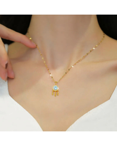 Wholesale Sweet Dreamcatcher Titanium Steel Brass 18K Gold Plated Artificial Gemstones Pendant Necklace