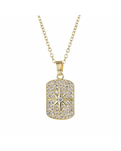 Wholesale INS Style Star Stainless Steel Titanium Steel 18K Gold Plated Gold Plated Zircon Pendant Necklace