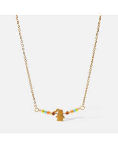 Wholesale Cute Human Stainless Steel 18K Gold Plated Beads Necklace