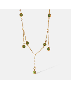 Wholesale Simple Style Round Stainless Steel 18K Gold Plated Zircon Pendant Necklace