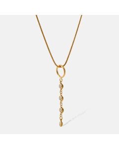 Wholesale Simple Style Round Stainless Steel 18K Gold Plated Zircon Pendant Necklace