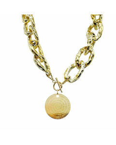Wholesale Punk Cool Style Irregular Round Stainless Steel 14K Gold Plated Pendant Necklace