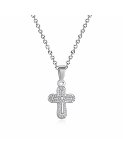 18K Gold Plated Artistic Cross Pendant Stainless Steel Necklace  Wholesale CA07831536