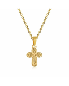 Wholesale 18K Gold Plated Artistic Cross Pendant Stainless Steel Necklace CA07831536