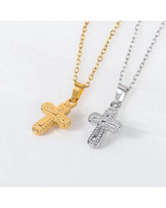 Wholesale 18K Gold Plated Artistic Cross Pendant Stainless Steel Necklace CA07831536