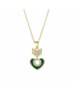 Wholesale Artistic Heart Shape Arrow Stainless Steel Titanium Steel 18K Gold Plated Gold Plated Zircon Pendant Necklace