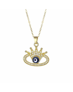 Wholesale Artistic Devil'S Eye Stainless Steel Titanium Steel 18K Gold Plated Gold Plated Zircon Pendant Necklace