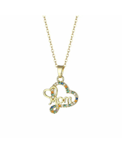 Wholesale Elegant Mom Letter Heart Shape Stainless Steel Titanium Steel 18K Gold Plated Zircon Necklace CA07831539