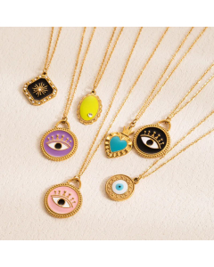 Wholesale Cool Style Zircon Inlaid Oval Heart Shape Stainless Steel 18K Gold Plated Pendant Necklace CA07831543