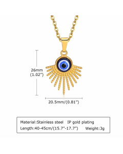 Wholesale Simple Style Devil'S Eye Stainless Steel Arylic 18K Gold Plated Acrylic Pendant Necklace