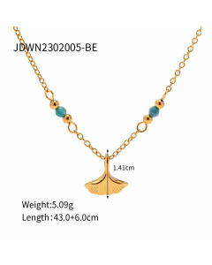 Wholesale INS Style Simple Style Classic Style Leaves Stainless Steel 18K Gold Plated Necklace