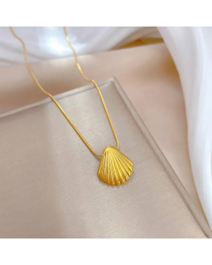 Wholesale Minimalism Shell Pendent Titanium Steel Gold Plated Necklace CA07831553