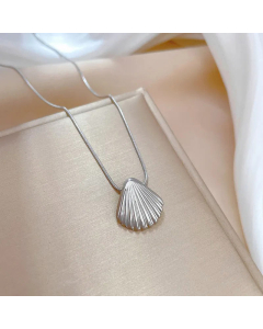 Minimalism Shell Pendent Titanium Steel Gold Plated Necklace CA07831553