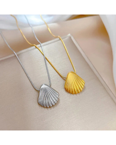 Wholesale Minimalism Shell Pendent Titanium Steel Gold Plated Necklace CA07831553