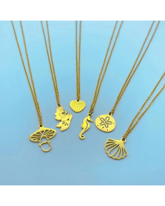 Wholesale Cute Daily Style Mushroom Love Mermaid Titanium Steel Pendant Necklace CA07831554
