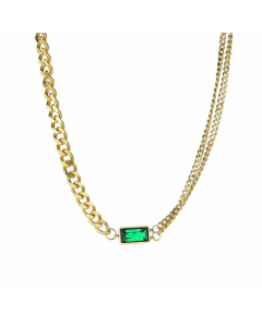 Wholesale Retro Square Stainless Steel Zircon Necklace
