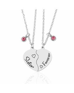 Wholesale Simple Style Letter Heart Shape Stainless Steel Silver Plated Rhinestones Pendant Necklace