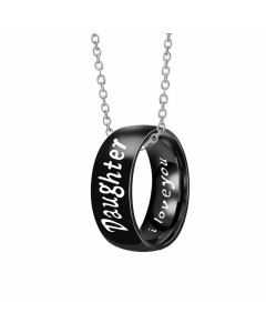 Wholesale Casual Minimalism Round Letter Titanium Steel Carving Necklace CA07831563-Black-01