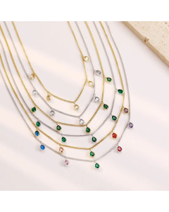 Wholesale Light Luxury Banquet Water Droplets Titanium Steel Plating Inlay Zircon Necklace CA07831565