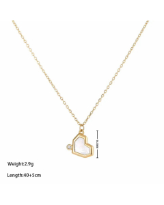 Wholesale Novlty Sweet Heart Shape Titanium Steel Inlay Shell Zircon Pendant Necklace CA07831567