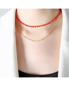 Wholesale Minimalism Beads Chain Titanium Steel Plating 18K Gold Plated Layered Necklaces CA07831570