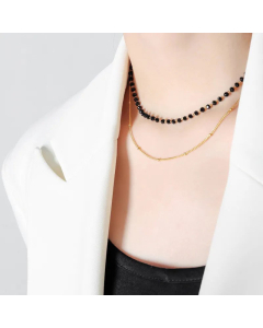 Minimalism Beads Chain Titanium Steel Plating 18K Gold Plated Layered Necklaces CA07831570