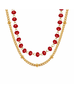 Wholesale Minimalism Beads Chain Titanium Steel Plating 18K Gold Plated Layered Necklaces CA07831570