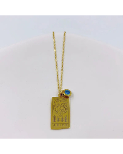 Wholesale Retro Constellation Aries Titanium Steel Plating Inlay Zircon Pendant Necklace CA07831571