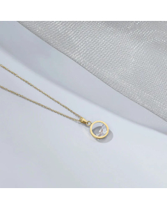 Simple Style Round Titanium Steel Inlay Rhinestones Pendant Necklace