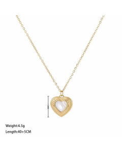 Wholesale Sweet Heart Shape Pendant Titanium Steel Inlay Shell Necklace CA07831573