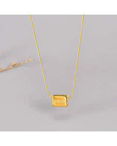Simple Style Letter Square Smiley Face Titanium Steel Plating 18K Gold Plated Pendant Necklace