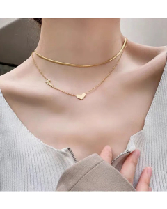 INS Style Heart Shape Titanium Steel Plating Layered Necklaces